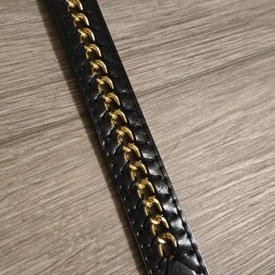 Betsy Johnson Black Belt with Gold Chain Center
