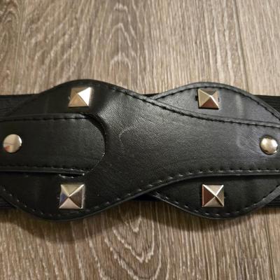 Wide Black Belt with Stretch Band Belt