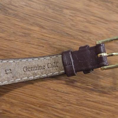 SEIKO Gold Tone Date Watch with Brown Leather Band