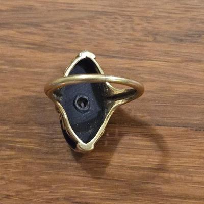 Antique 14k Gold, Black Onyx, & Diamond Ring