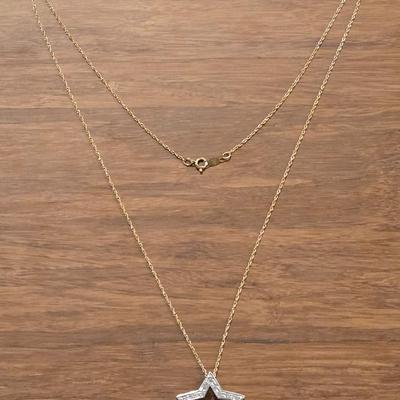 14k Gold Necklace and 14k Gold & Diamond Pendant