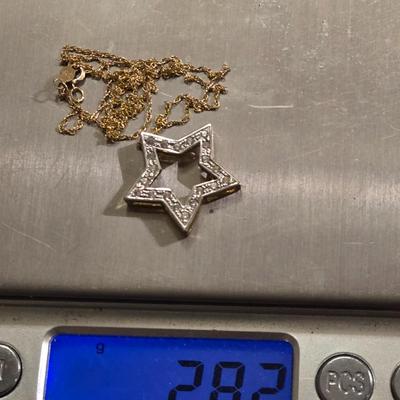 14k Gold Necklace and 14k Gold & Diamond Pendant