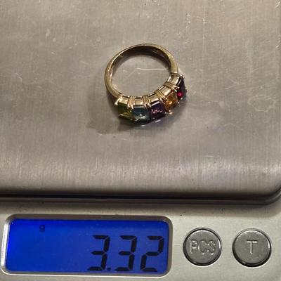 14k Gold Multi-Gemstone Ring