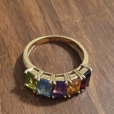 14k Gold Multi-Gemstone Ring