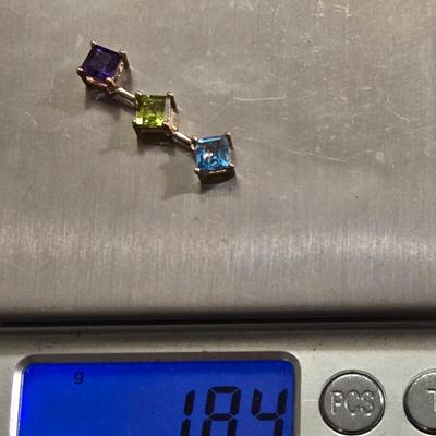 14k Gold & Multicolored Gemstones Pendant