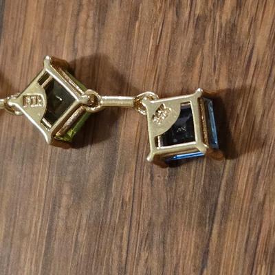 14k Gold & Multicolored Gemstones Pendant