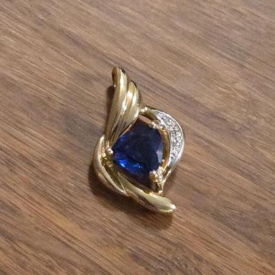 10k Gold, Sapphire and Diamond Pendant