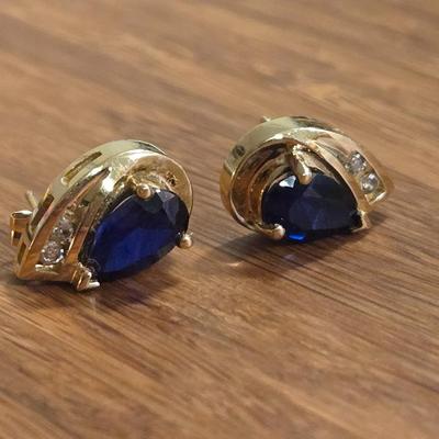 10k Gold, Sapphire, & Diamond Earrings