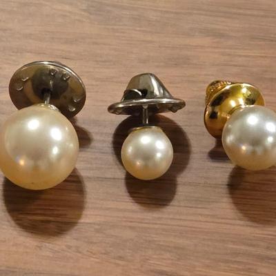 (3) Faux Pearl Tie Pins
