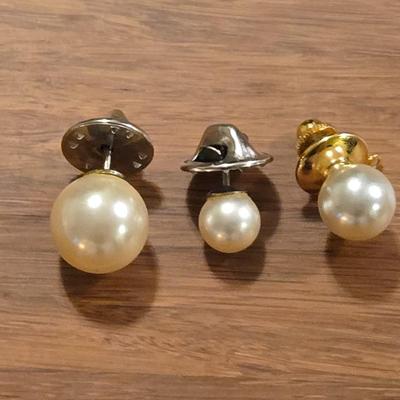 (3) Faux Pearl Tie Pins
