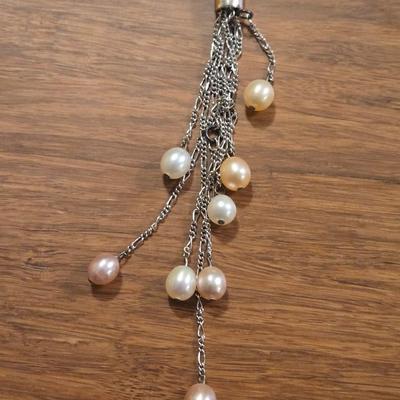 Sterling Silver and Multicolored Pearl Necklace