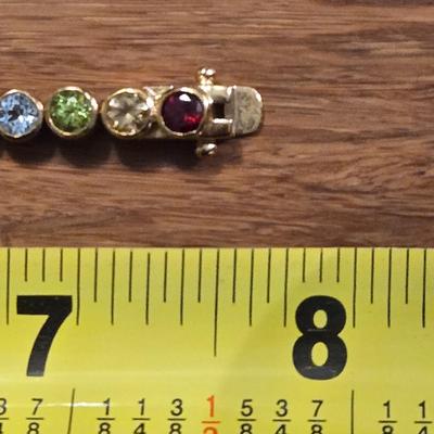 Gold over Sterling Multicolored Gemstones Tennis Bracelet