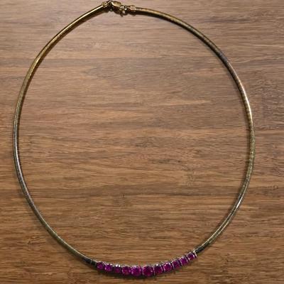 Gold over Sterling Silver and Ruby Necklace