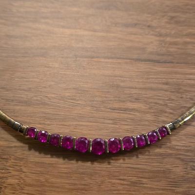 Gold over Sterling Silver and Ruby Necklace
