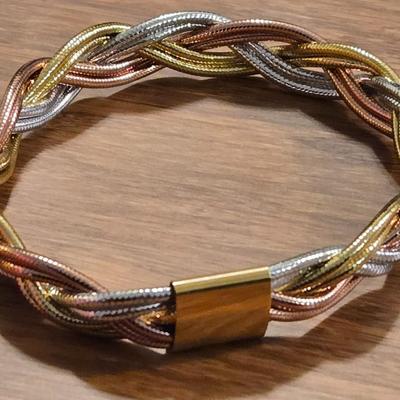 Braided Fiber Bracelet with 14k Gold Piece