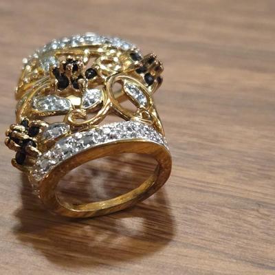 Gold over Sterling Silver, Sapphire, and Diamond Ring, Bracelet, Earrings, and Pendant Slide