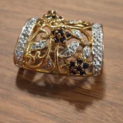 Gold over Sterling Silver, Sapphire, and Diamond Ring, Bracelet, Earrings, and Pendant Slide
