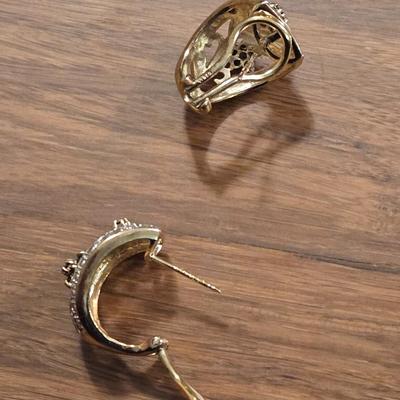 Gold over Sterling Silver, Sapphire, and Diamond Ring, Bracelet, Earrings, and Pendant Slide