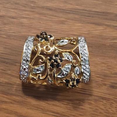 Gold over Sterling Silver, Sapphire, and Diamond Ring, Bracelet, Earrings, and Pendant Slide