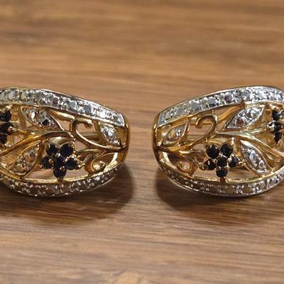 Gold over Sterling Silver, Sapphire, and Diamond Ring, Bracelet, Earrings, and Pendant Slide