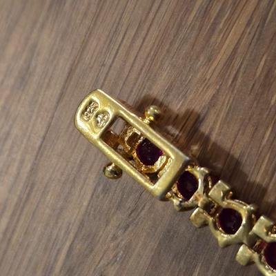 Gold over Sterling and Ruby Tennis Bracelet