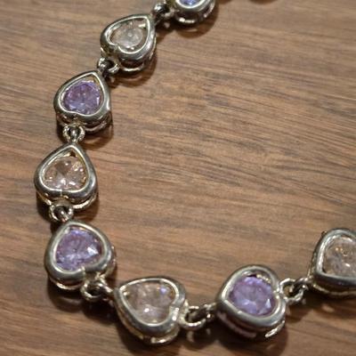 Sterling Silver with Pink & Purple Gemstones Tennis Bracelet