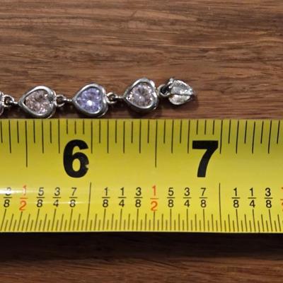 Sterling Silver with Pink & Purple Gemstones Tennis Bracelet
