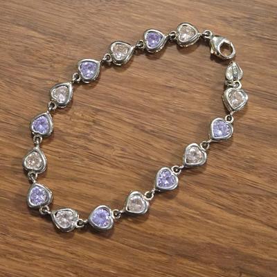 Sterling Silver with Pink & Purple Gemstones Tennis Bracelet