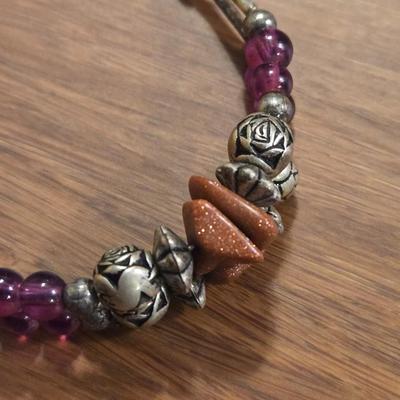 Sterling Silver Goldstone and Garnet Bracelet