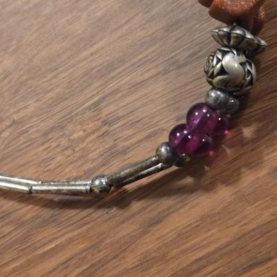 Sterling Silver Goldstone and Garnet Bracelet
