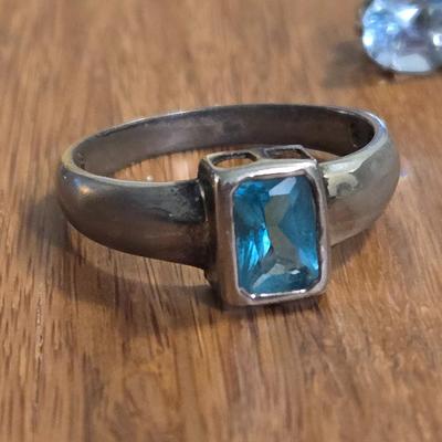 Sterling Silver and Topaz Ring and Earrings
