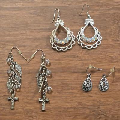 (3) Silver Tone Fashion Earrings