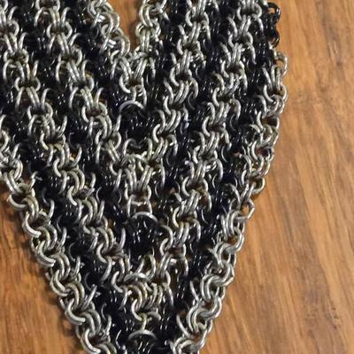 Chainmail Necklace and Leather and Silver Tone Necklace