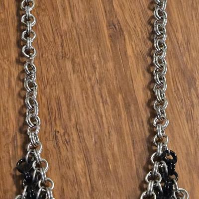 Chainmail Necklace and Leather and Silver Tone Necklace