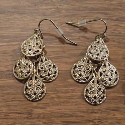 (3) Gold Tone Earrings