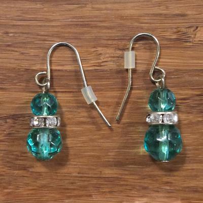 Blue Flower Brooch and Beaded Earrings