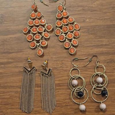 (3) Gold Tone Earrings