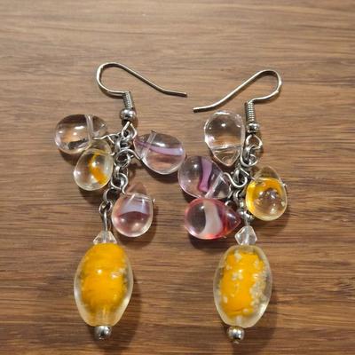 Glass Star Pendant Necklace and Earrings