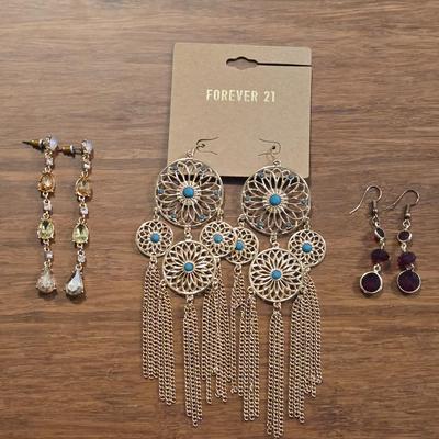 (3) Gold Tone Earrings