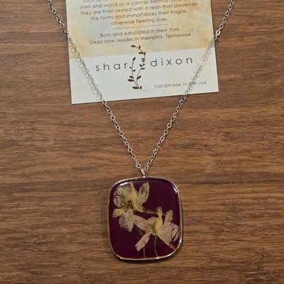 Shar Dixon Encapsulated Flower Pendant Necklace