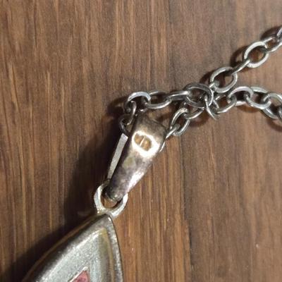 Sterling Silver And Crystal Pendant with Silver Tone Chain