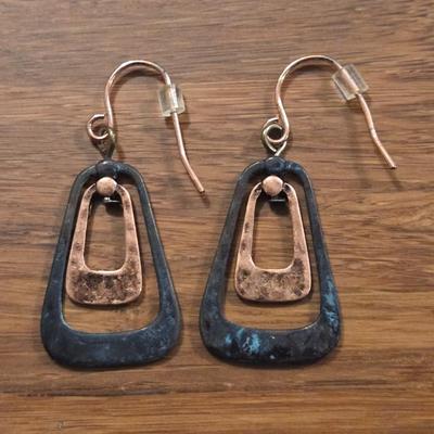 Gunmetal, Gold Tone, and Copper Bracelet & (2) Pairs of Earrings