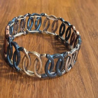Gunmetal, Gold Tone, and Copper Bracelet & (2) Pairs of Earrings