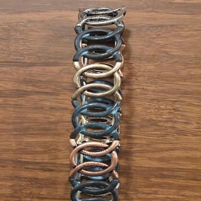 Gunmetal, Gold Tone, and Copper Bracelet & (2) Pairs of Earrings
