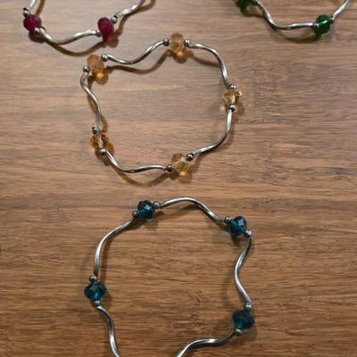 Multicolored Beaded Chicos Anklet and (4) Stretchable Beaded Bracelets