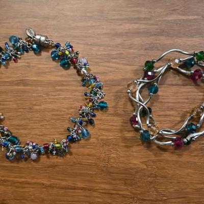 Multicolored Beaded Chicos Anklet and (4) Stretchable Beaded Bracelets
