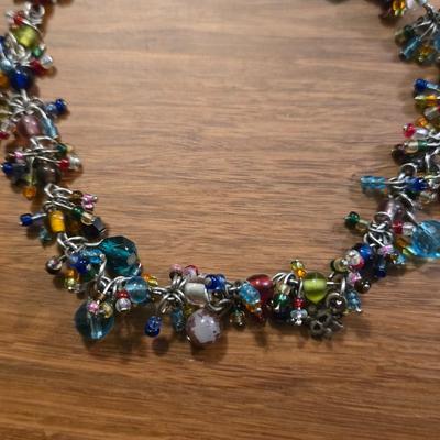 Multicolored Beaded Chicos Anklet and (4) Stretchable Beaded Bracelets