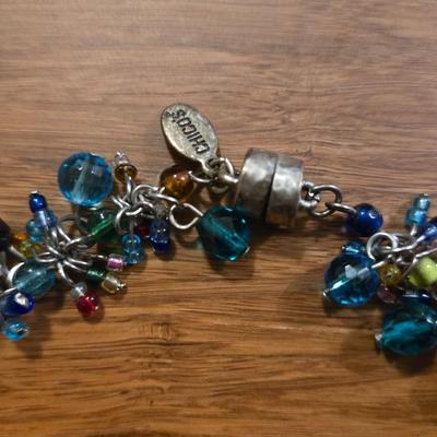Multicolored Beaded Chicos Anklet and (4) Stretchable Beaded Bracelets