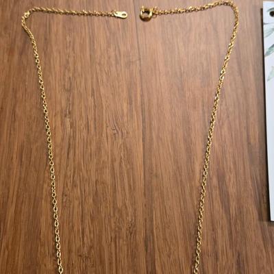 (2) Gold Tone Necklaces- T Pendant and Crystal Heart Pendant