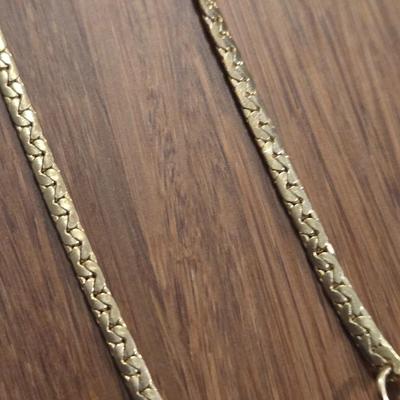(2) Gold Tone Necklaces- B Pendant and Garnet Colored Stones Necklaces